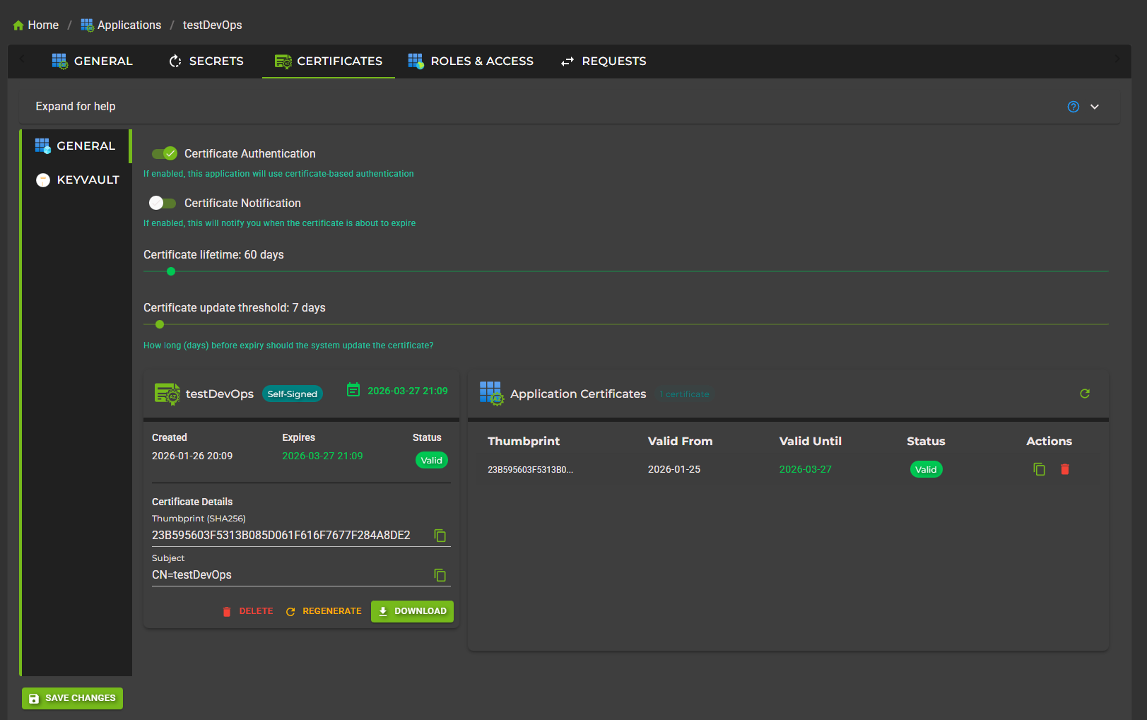 Generate Certificate