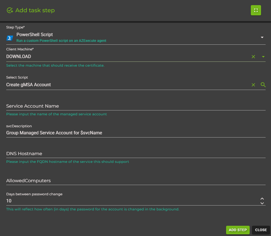 Configure Script Step