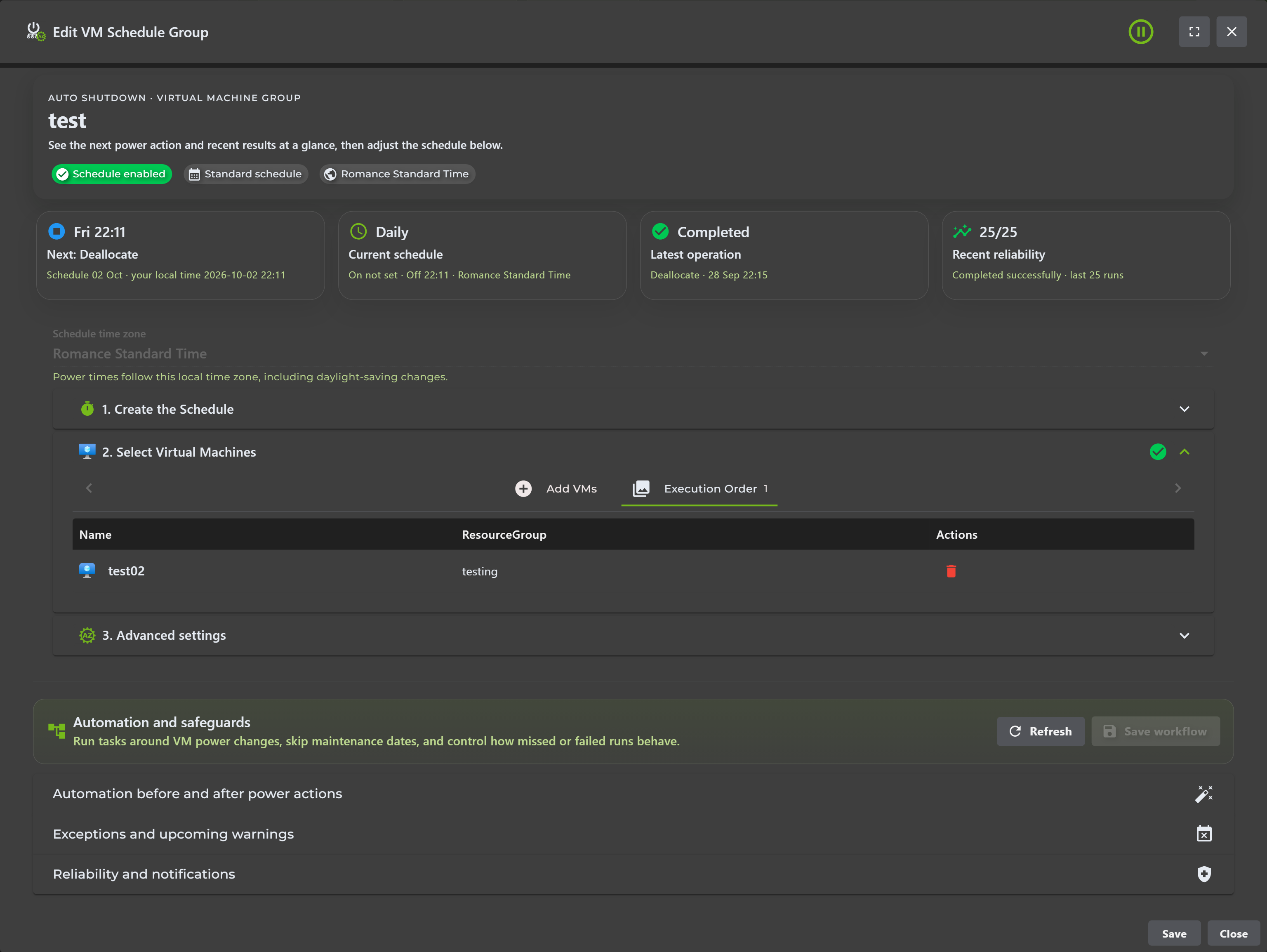 VM Group Ordered Execution