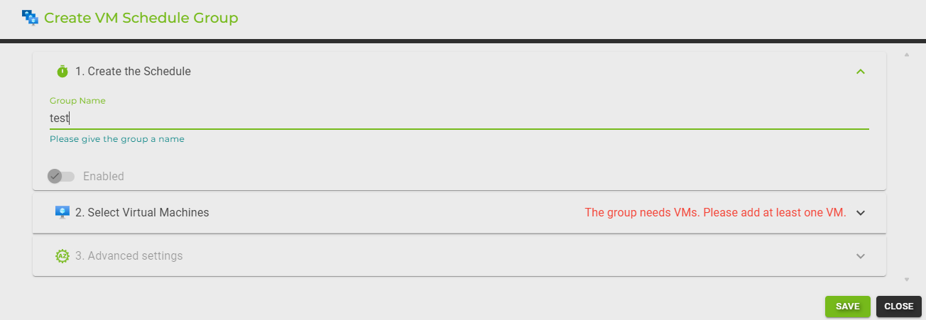 Create VM Group Schedule