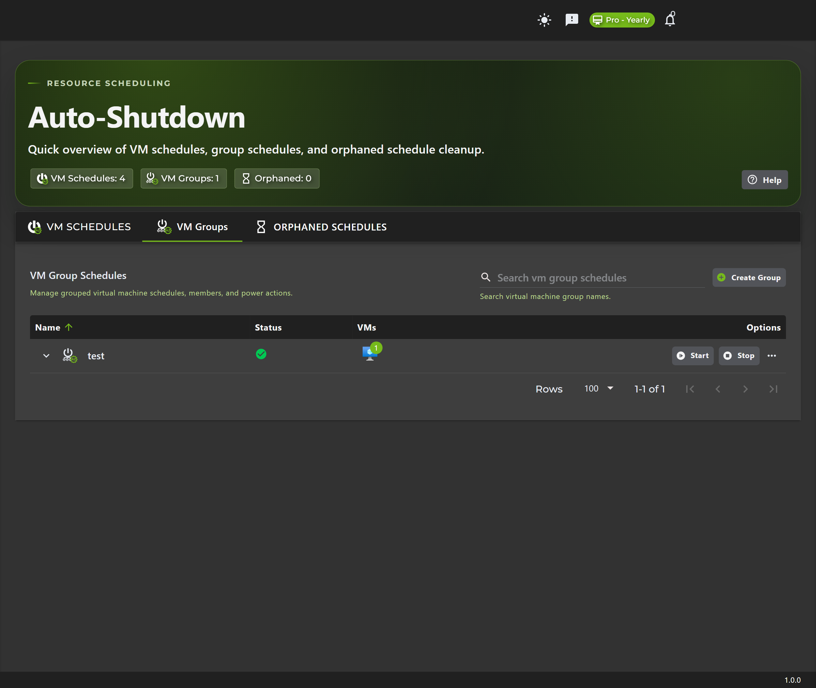 Create VM Group Schedule