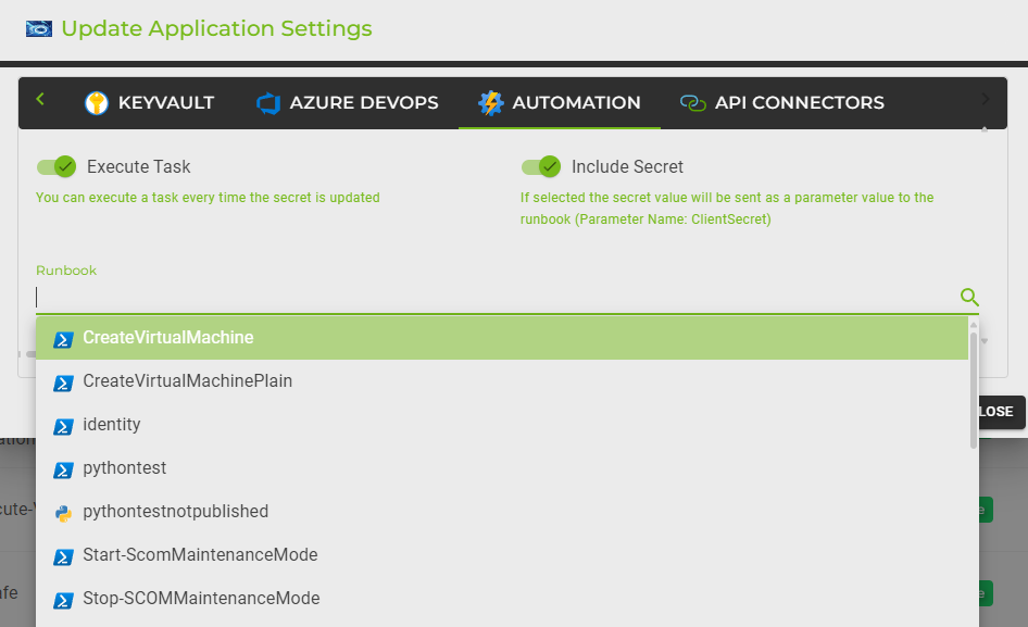 Runbook Settings