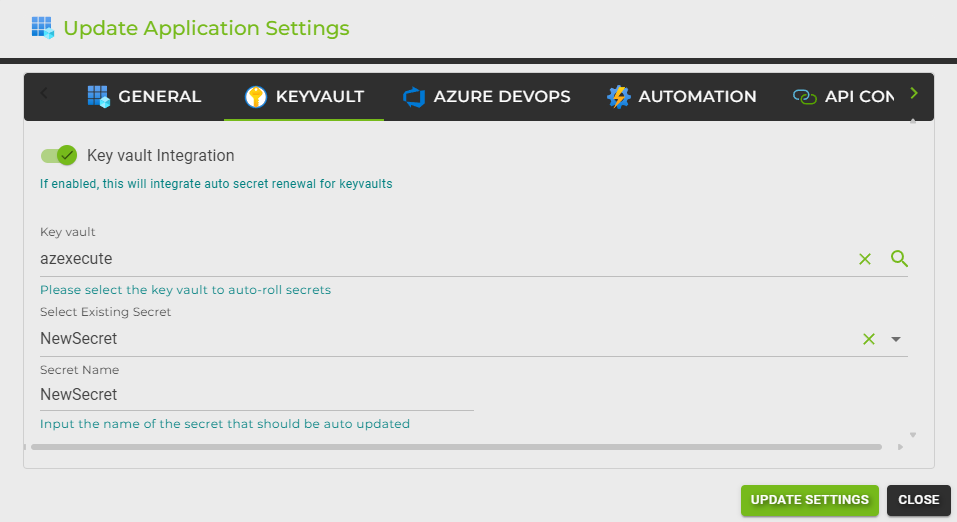 Configuring the secret for auto-updates